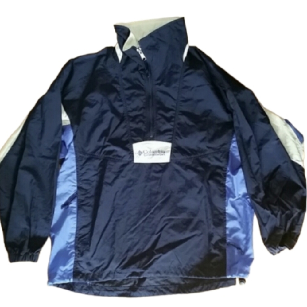 Columbia Womans Blue and Black Quarter Zip Lightweight Water Resistant Jacket